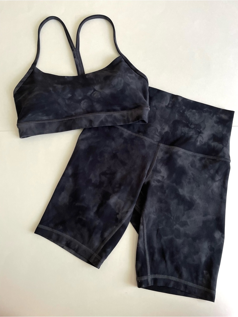 lululemon Align Flow Y Bra Biker Short Matching Set Diamond Dye Nulu Size 4